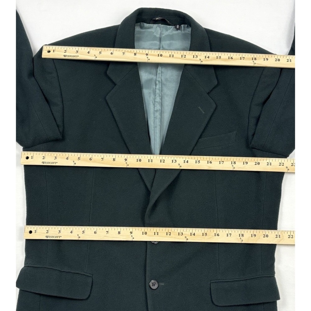 VTG 90s Structure Flannel Wool/Cashmere Ventless Sport Coat Forest Green M EUC - Picture 8 of 10